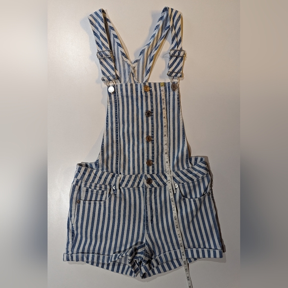 Garage Blue & White Stripe Denim Overalls Shortall Size XS - Picture 5 of 9